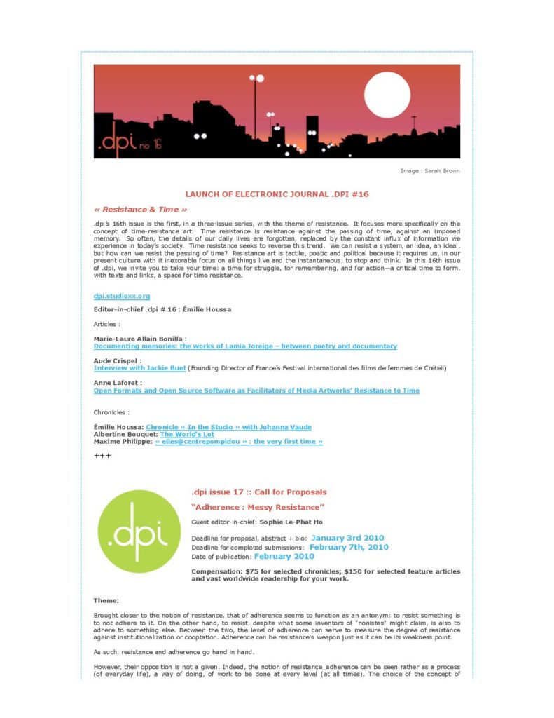 Vignette du document PDF « Press release | Launch of .dpi #16 and call for submissions for .dpi #17 (en) »
