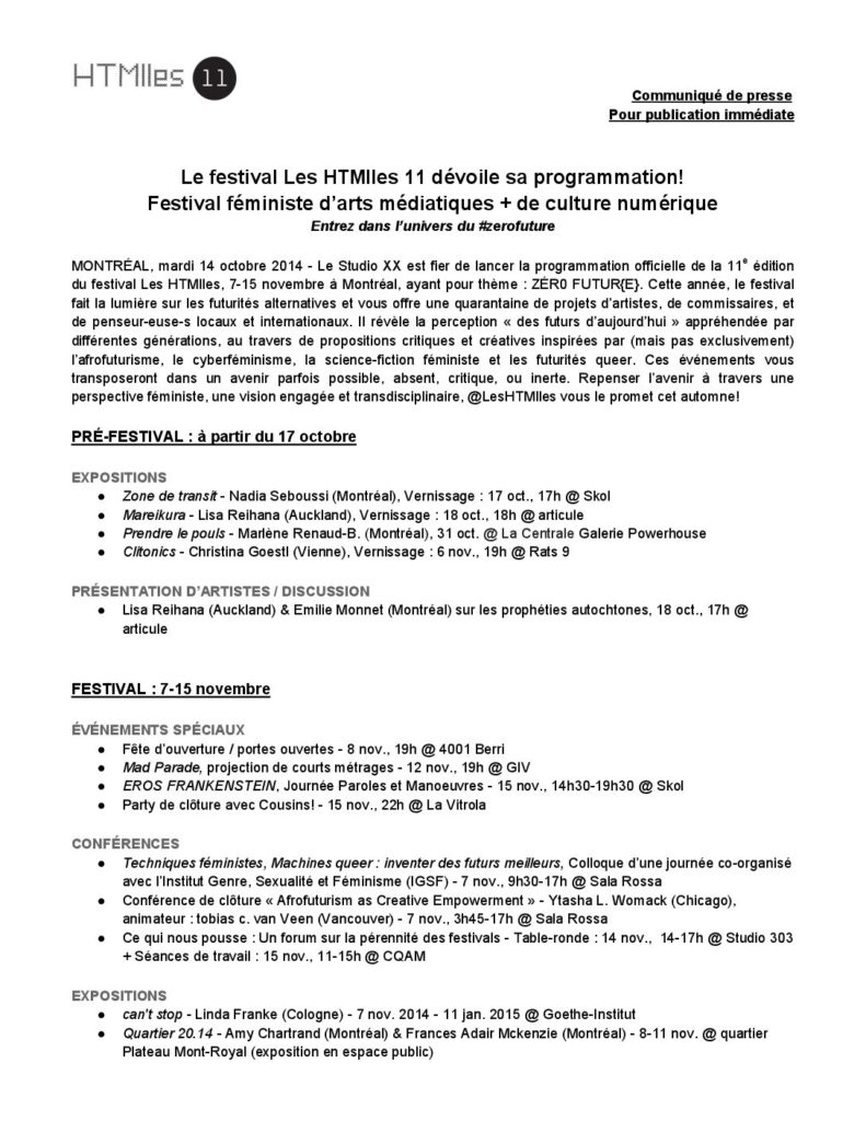 Vignette du document PDF « Communiqué de presse du festival Les HTMlles 11 »