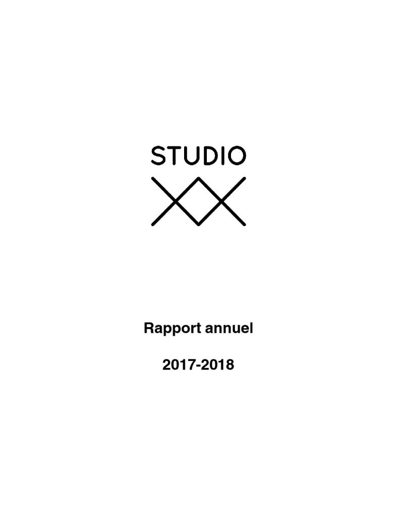 Vignette du document PDF « Rapport Annuel Studio XX 2017-2018 »