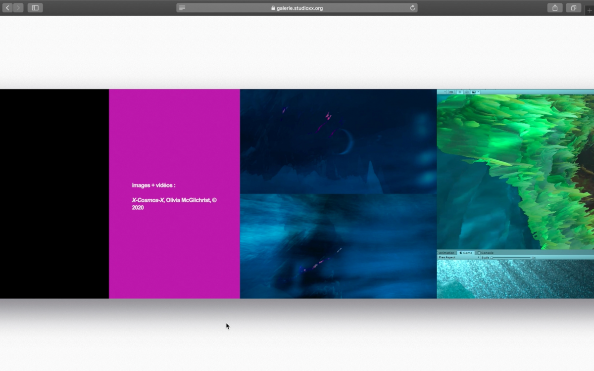 Capture d'écran de X cosmos X, Olivia McGilchrist, 2020.