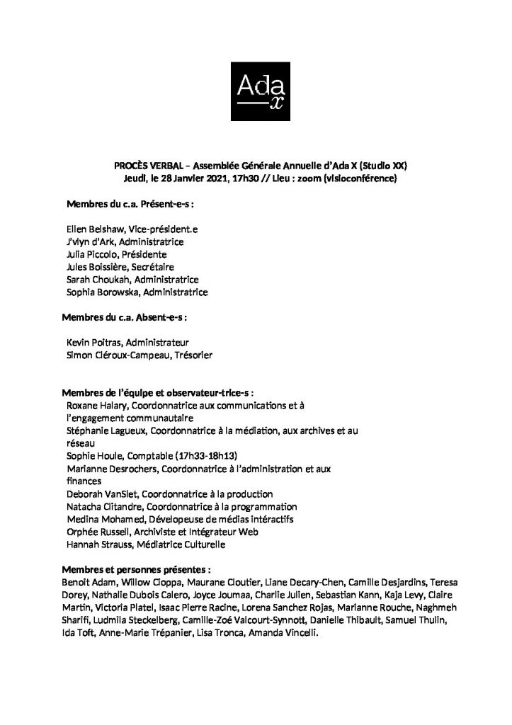 Vignette du document PDF « Assemblee Générale Annuelle | 28 janvier 2021 »