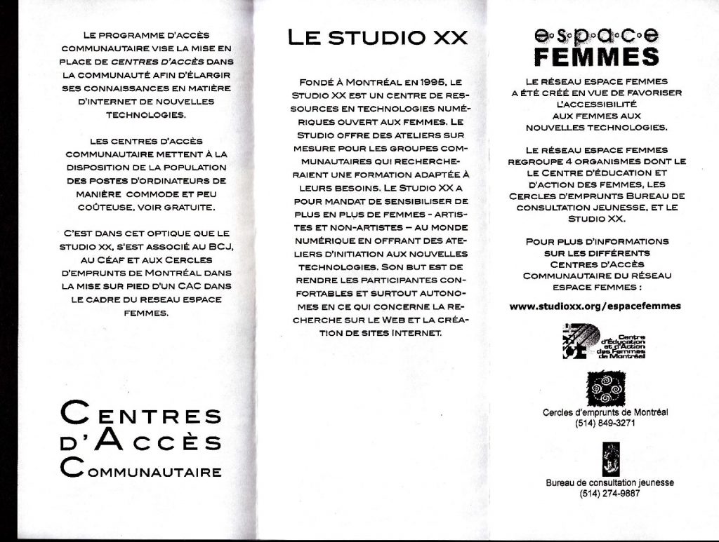 Vignette du document PDF « Centre d'accès communautaire | Espace Femmes »