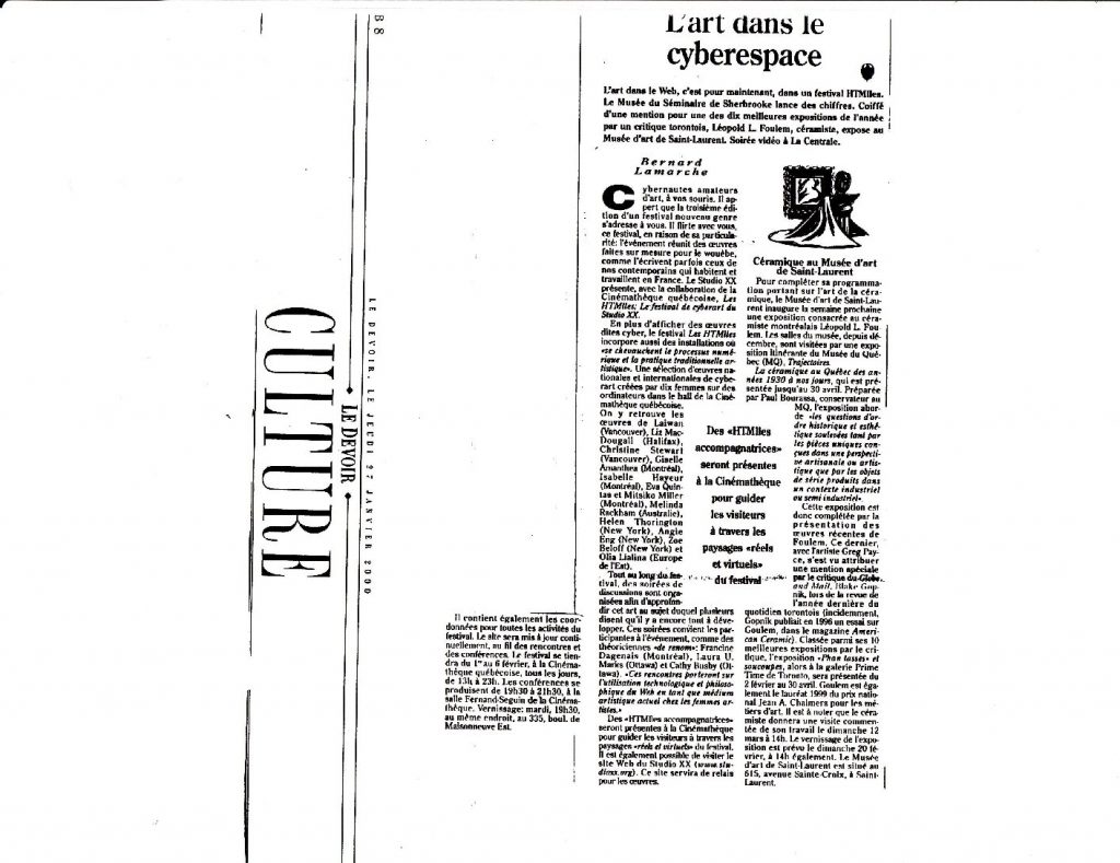 Vignette du document PDF « Le Devoir | « L'art dans le cyberespace  » »